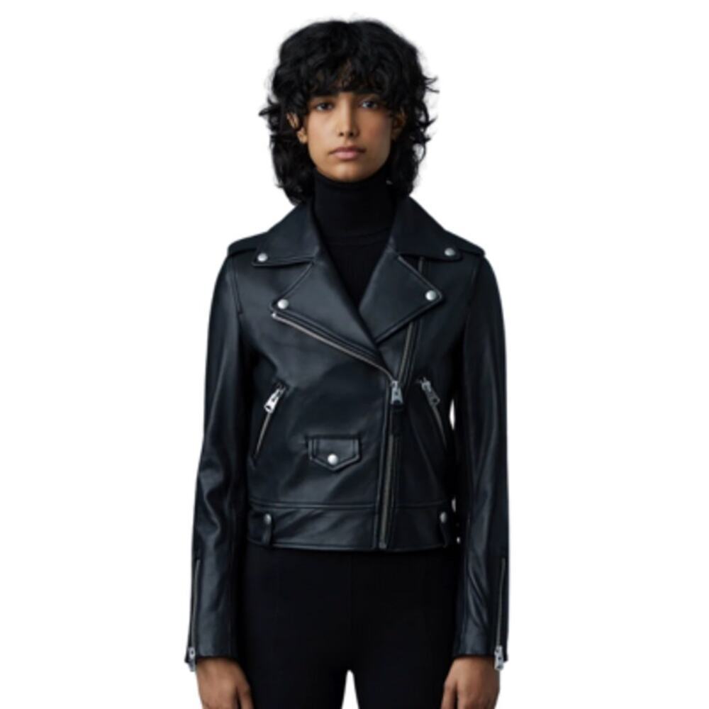 Mackage Baya-R Leather Biker Moto Jacket Black Size XS NEW